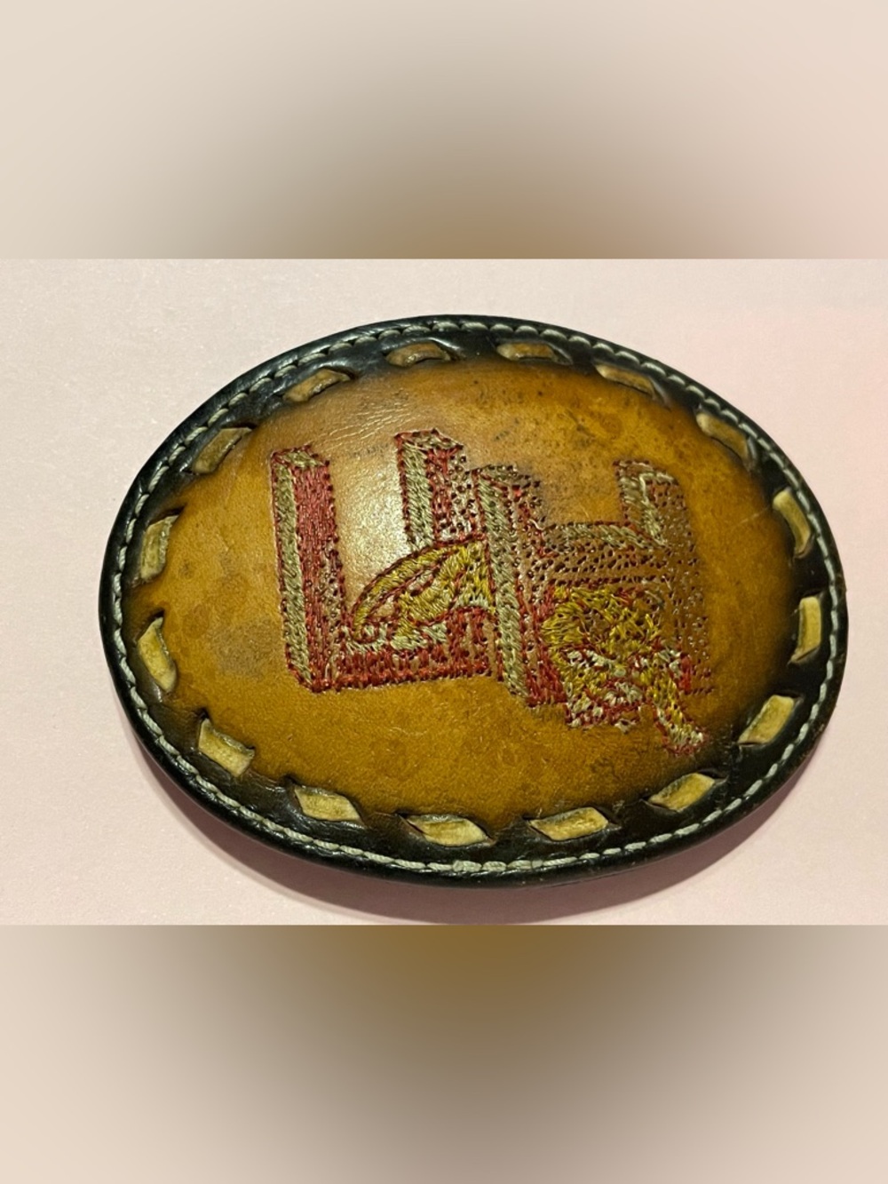 Vintage University of Houston Cougars Leather Belt Buckle #7914